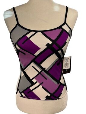 ZEROXPOSURE Purple and Black Geo Tankini Top Size 8 * NEW*